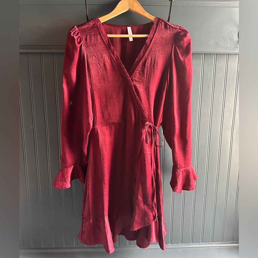 Xhilaration Burgundy Lace Trim Dress